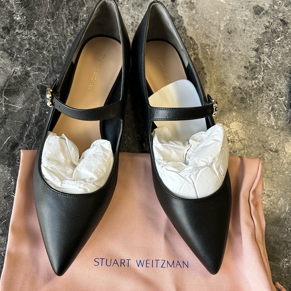 STUART WEITZMANEmilia black Mary Jane Ballerina Flats Sz 10...
